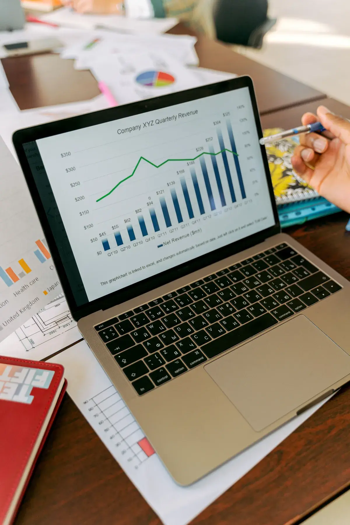 Ordinateur affichant des graphiques lors du contrôle des performances après une refonte